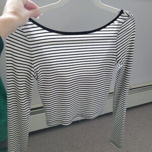 Edikted long sleeve black and white stripe top